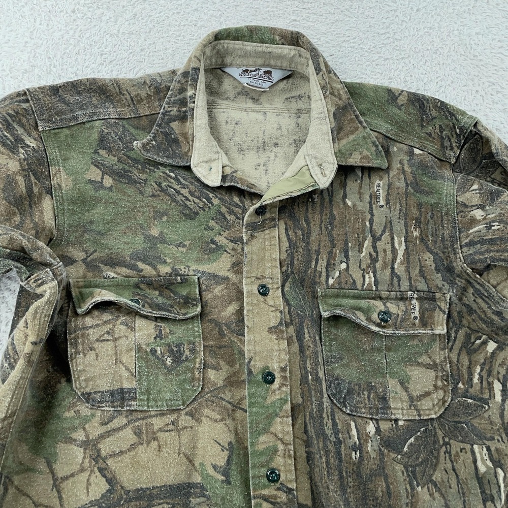 Vtg The‎ Sportsman's Guide Shirt Mens Large Mossy Oak Camo Button Up USA Hunting